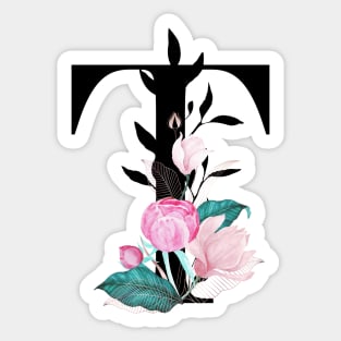 Floral Monogram T Sticker